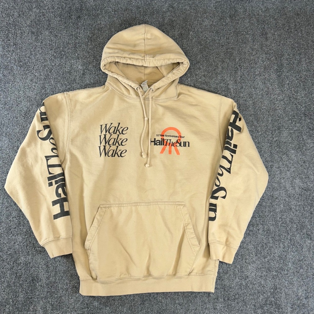 Hail The Sun 10 Year Anniversary Tour Wake Wake Wake Hoodie Beige Mens M